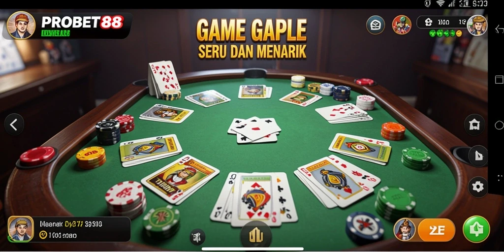 Tangkapan layar PROBET88 menampilkan gameplay Gaple yang menarik dan interaktif.